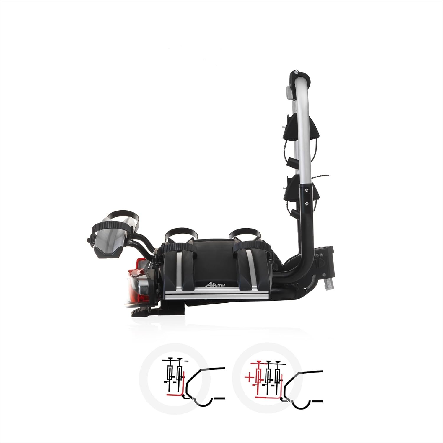 Atera 022780 Genio Pro Advanced Portabici pieghevole con luci posteriori per 2 biciclette o bici elettriche - Image 3